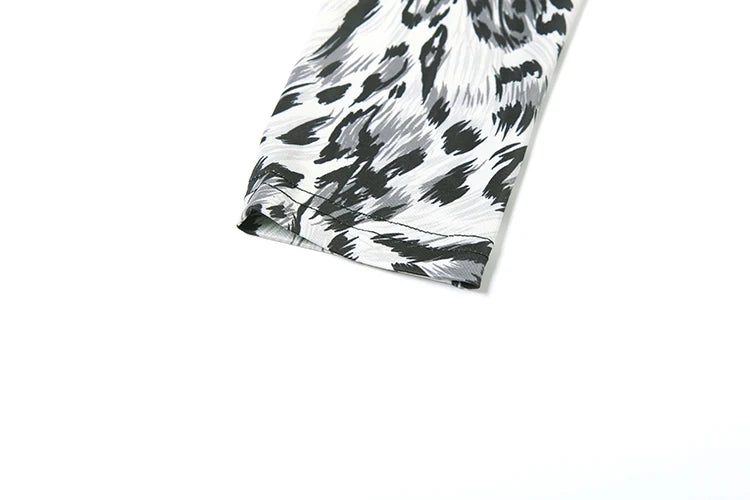 Leopard Print Turtleneck Slim Fit Jumpsuit for Women