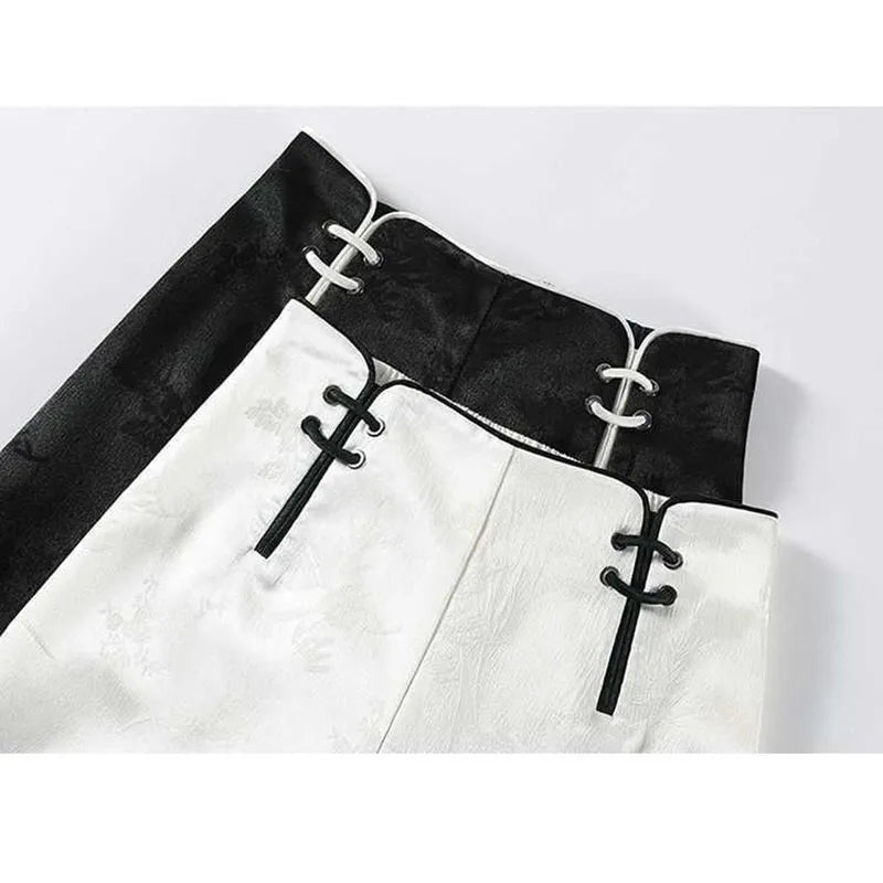 Jacquard High Waist Wide Leg Pants
