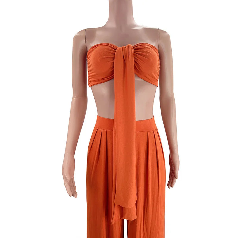 Elegant Solid Color Casual Two Piece Set for Women