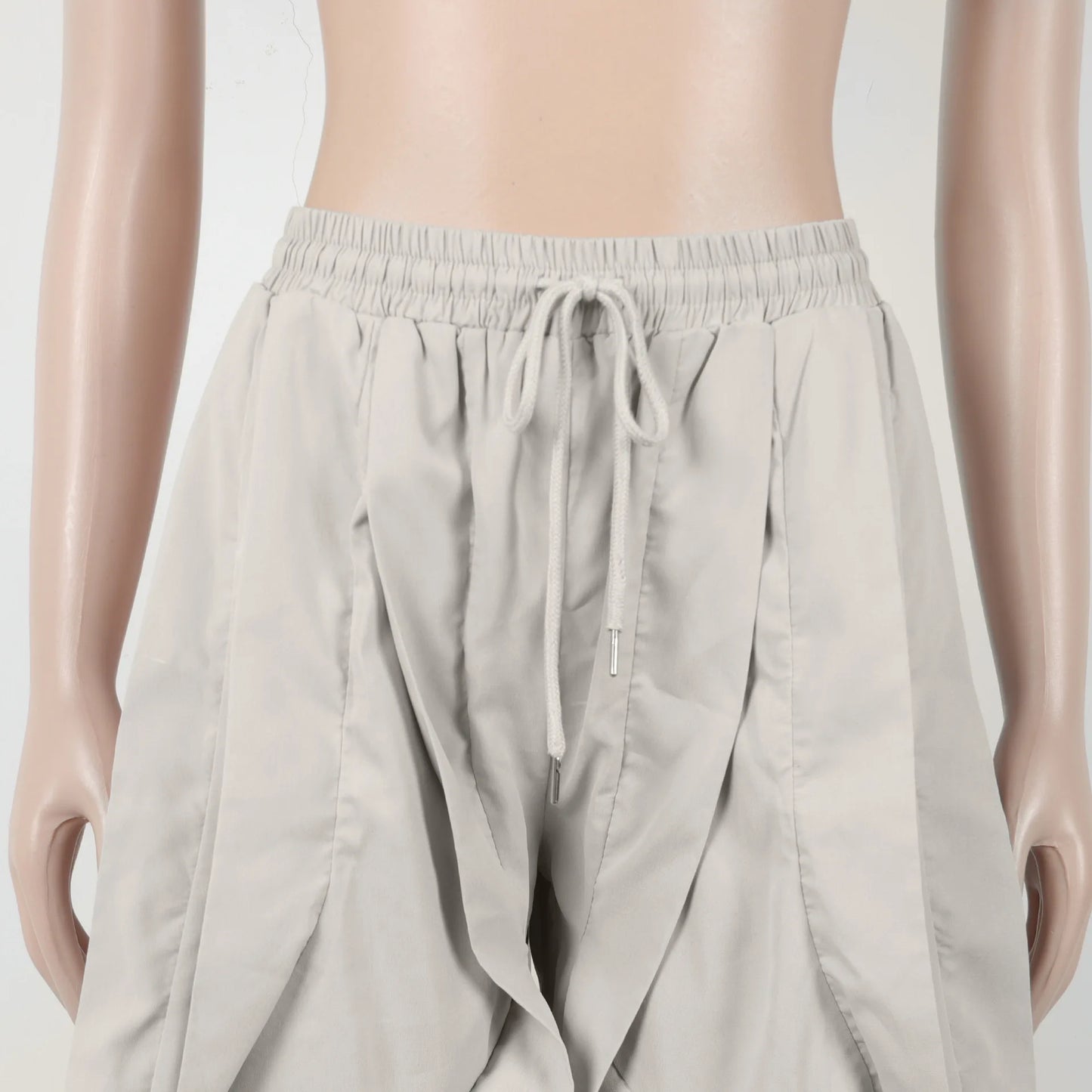 FAGADOER Casual Ruched Patchwork Lantern Sleeve Pants Women High Waist Drawstring Patchwork Pants Female Streetwear Trousers New