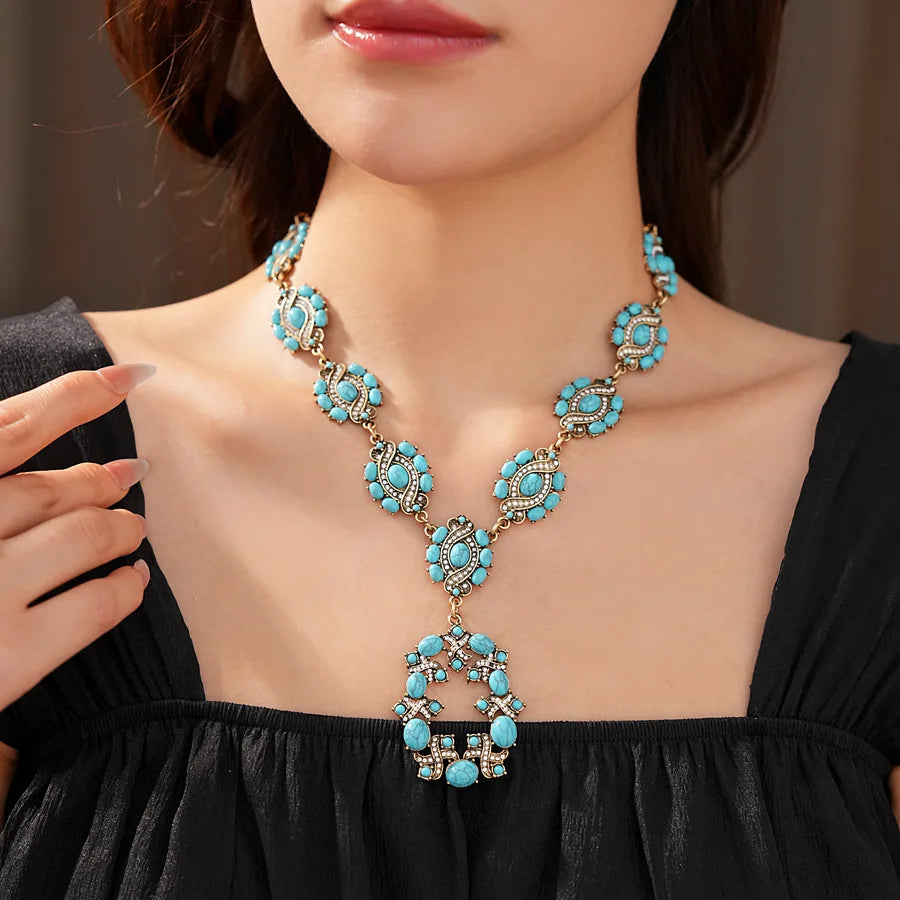 Blue Cross Necklace And Earrings Set