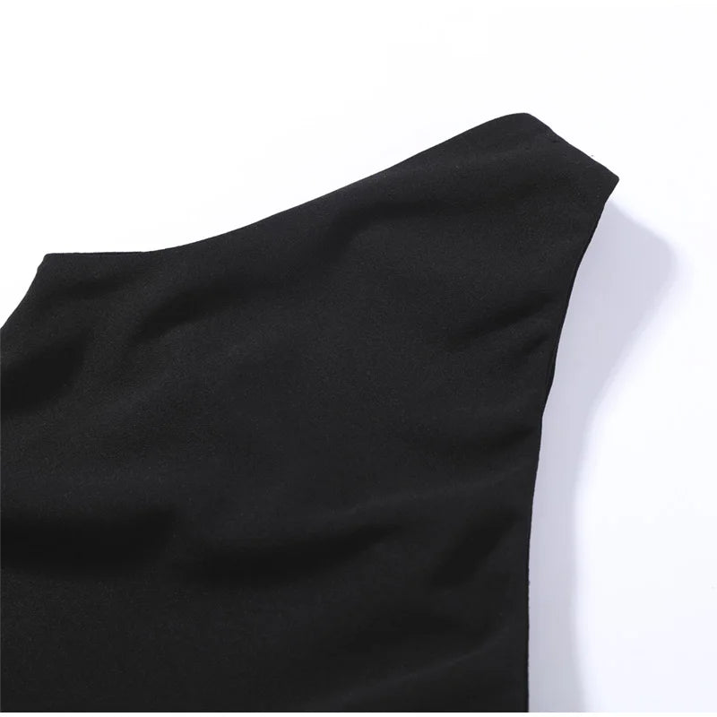 Asymmetrical Skew-Collar Backless Tassel Patchwork Top for Women