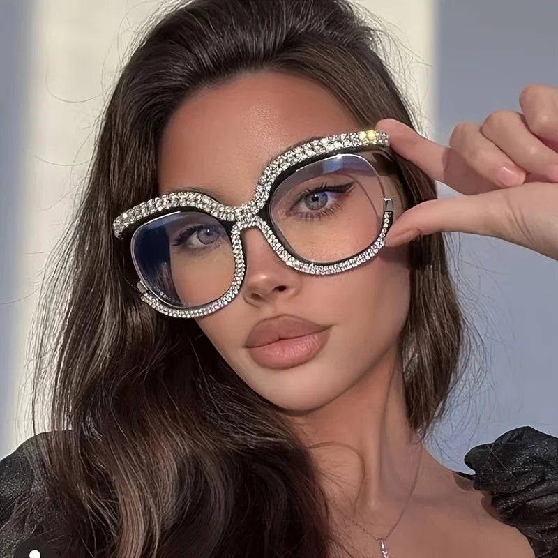 Oversized Rhinestone Fashion Glasses