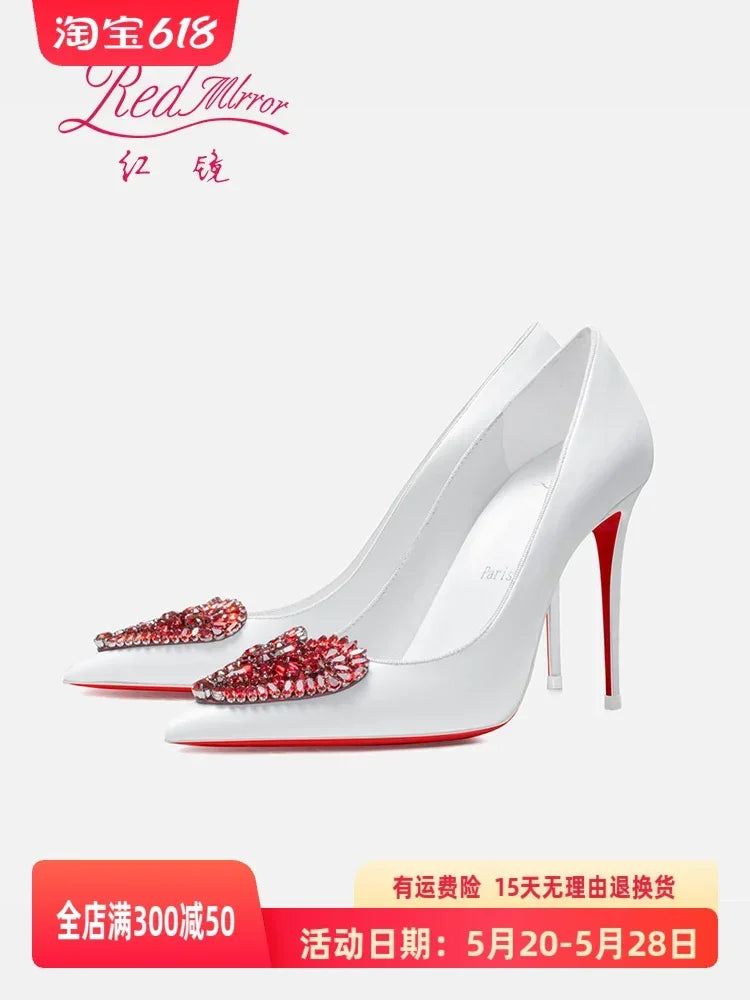 Pointed Toe Rhinestone Stiletto High Heels for Women
