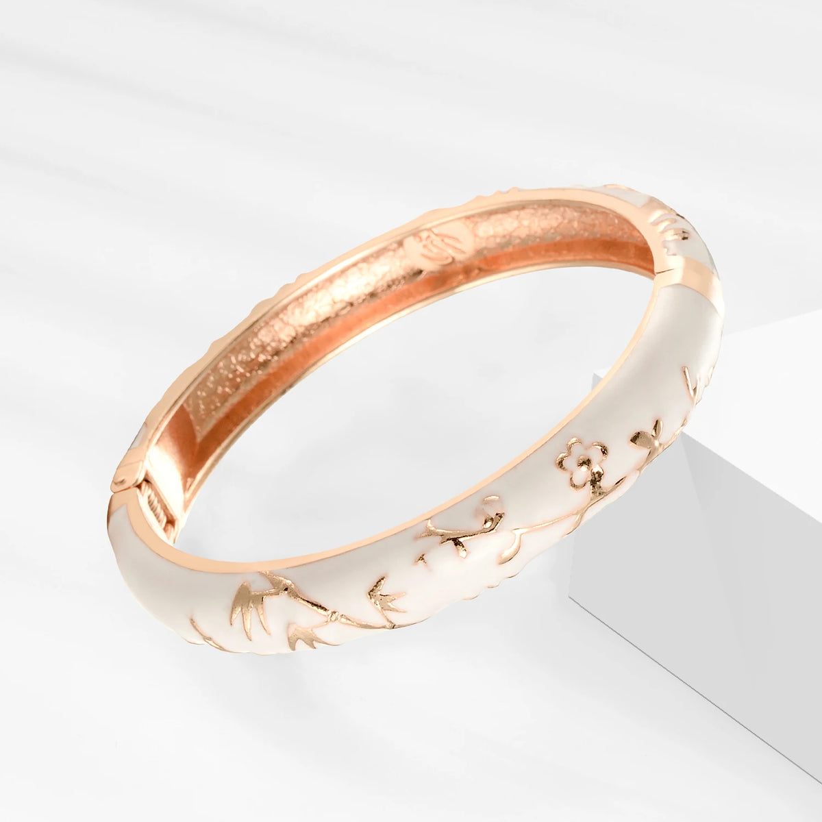 White Enamel Bohemian Bangle Bracelet