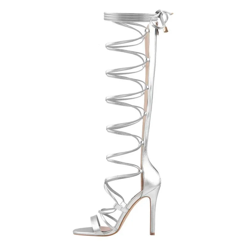 Pink Strappy Crystal Stiletto Heels