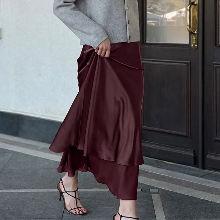 Draped Satin Maxi Skirt