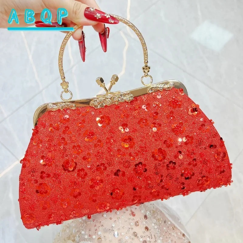 New Dinner Handbag Sequined Diamond Dinner Party Women's Handbag Luxury Brand Fashion Trend Women's Shoulder Crossbody Bag