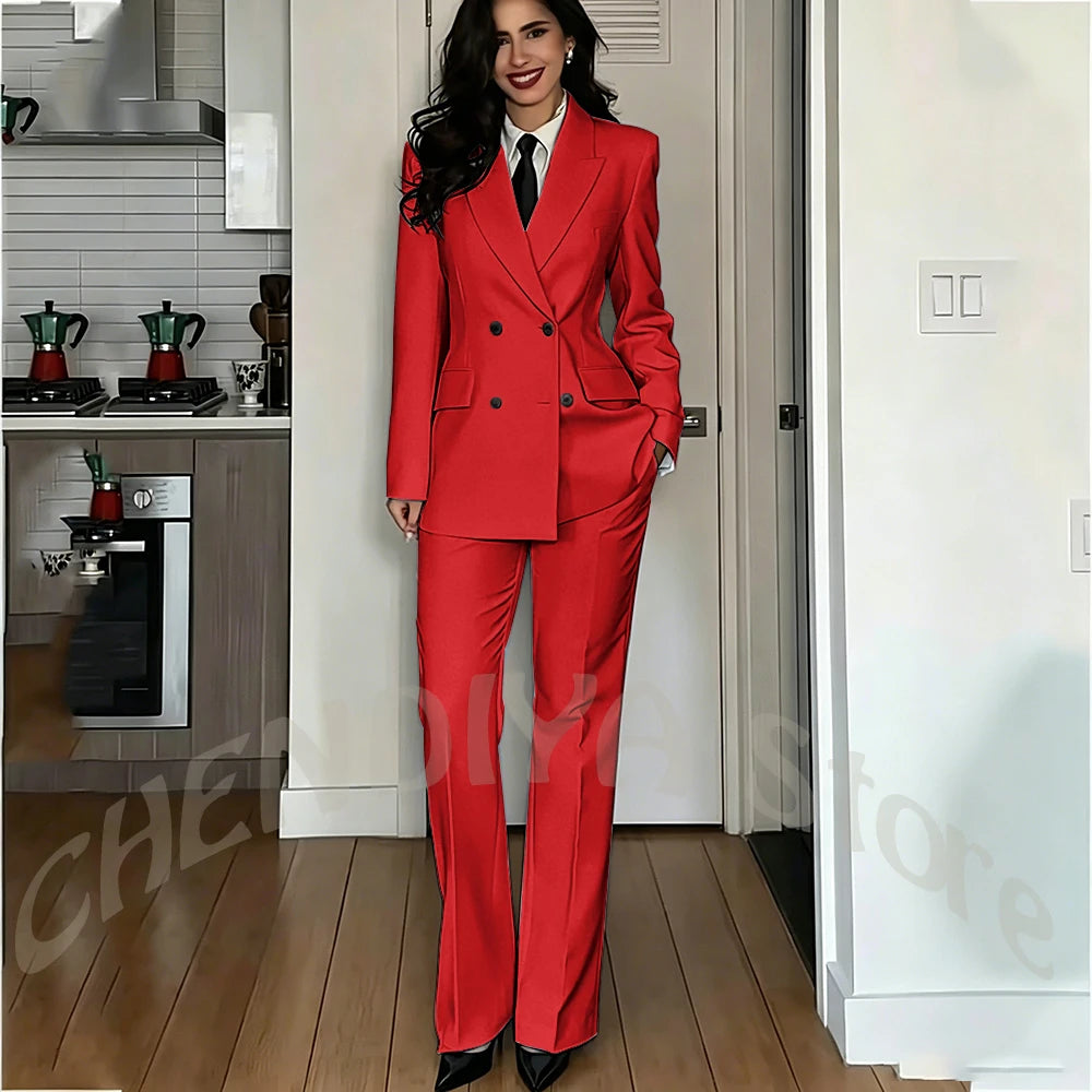 Modern Lady Pure White Suit Double Breasted Peak Lapel Casual Chic Women Suit Formal Dinner Party Business Office Outfit Costume