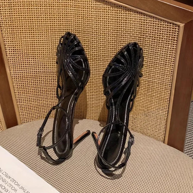 Elegant Narrow Band T-Strap High Heel Sandals for Women