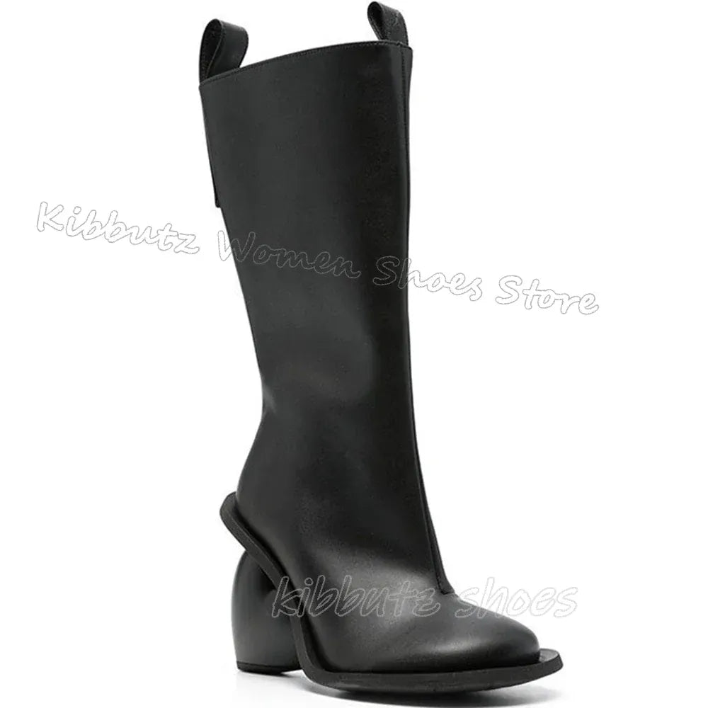 Heart Shaped Heels Knee High Boots
