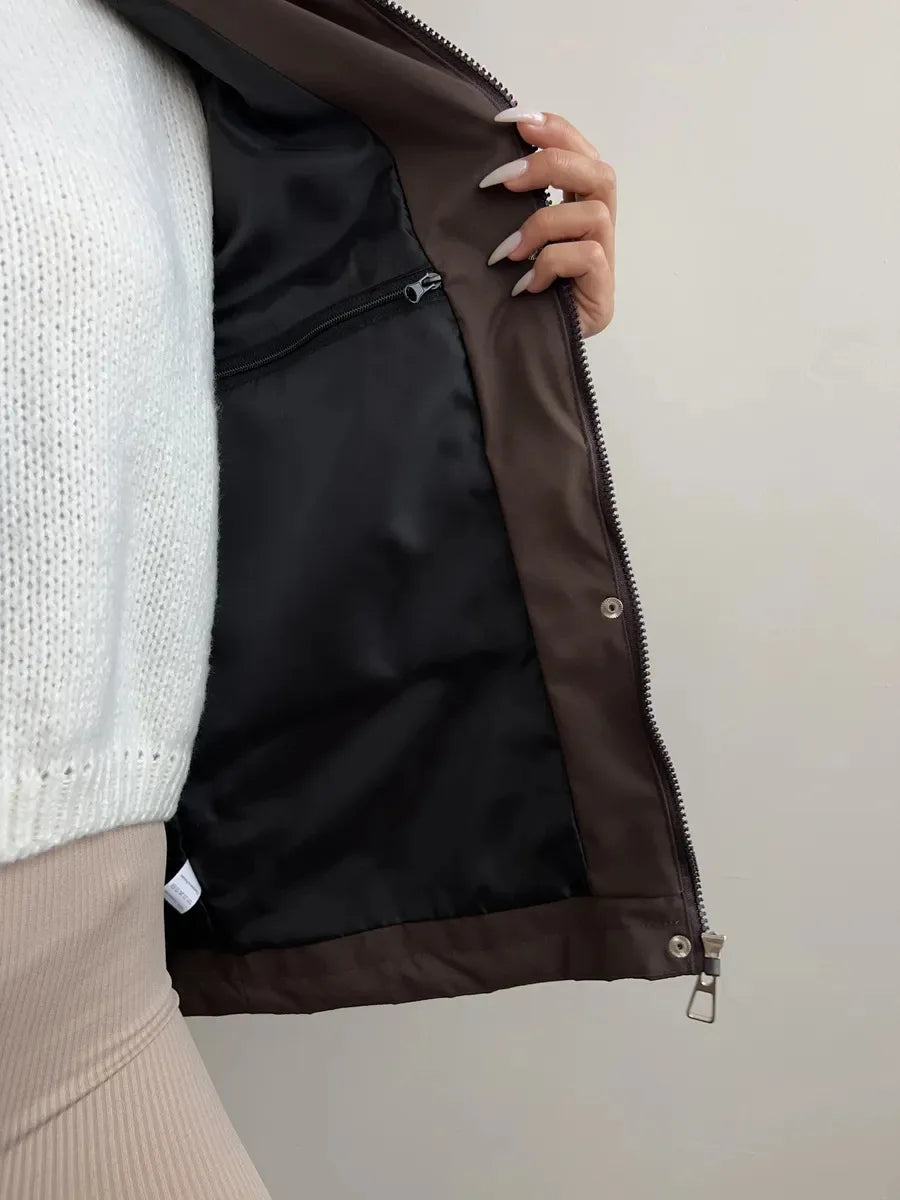 Hooded Hardshell Jacket With Pockets And Zipper for Women