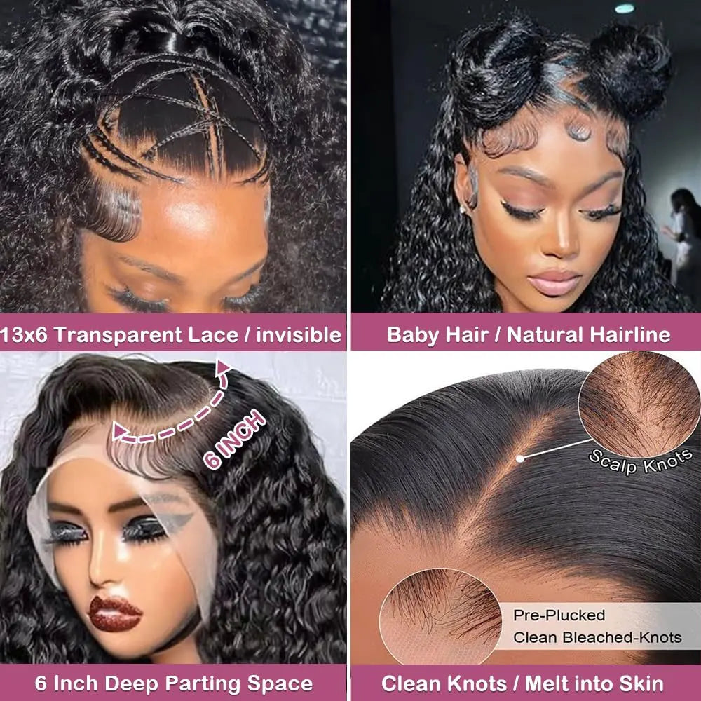 HD Transparent Lace Front Curly Human Hair Wig for Women