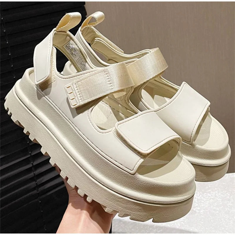 Brand Open Toe Thick-soled Sandals For Women Casual High Quality Fashion Comfort Thick-soled Shoes New Velcro Buckle Sandals