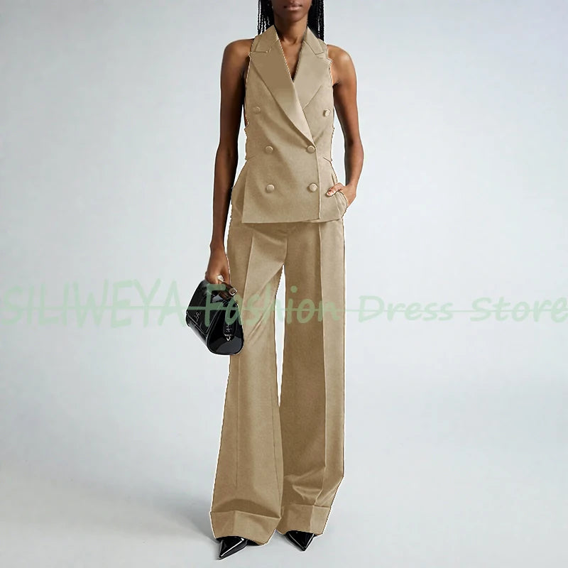 Double Breasted Vest And Pants Set