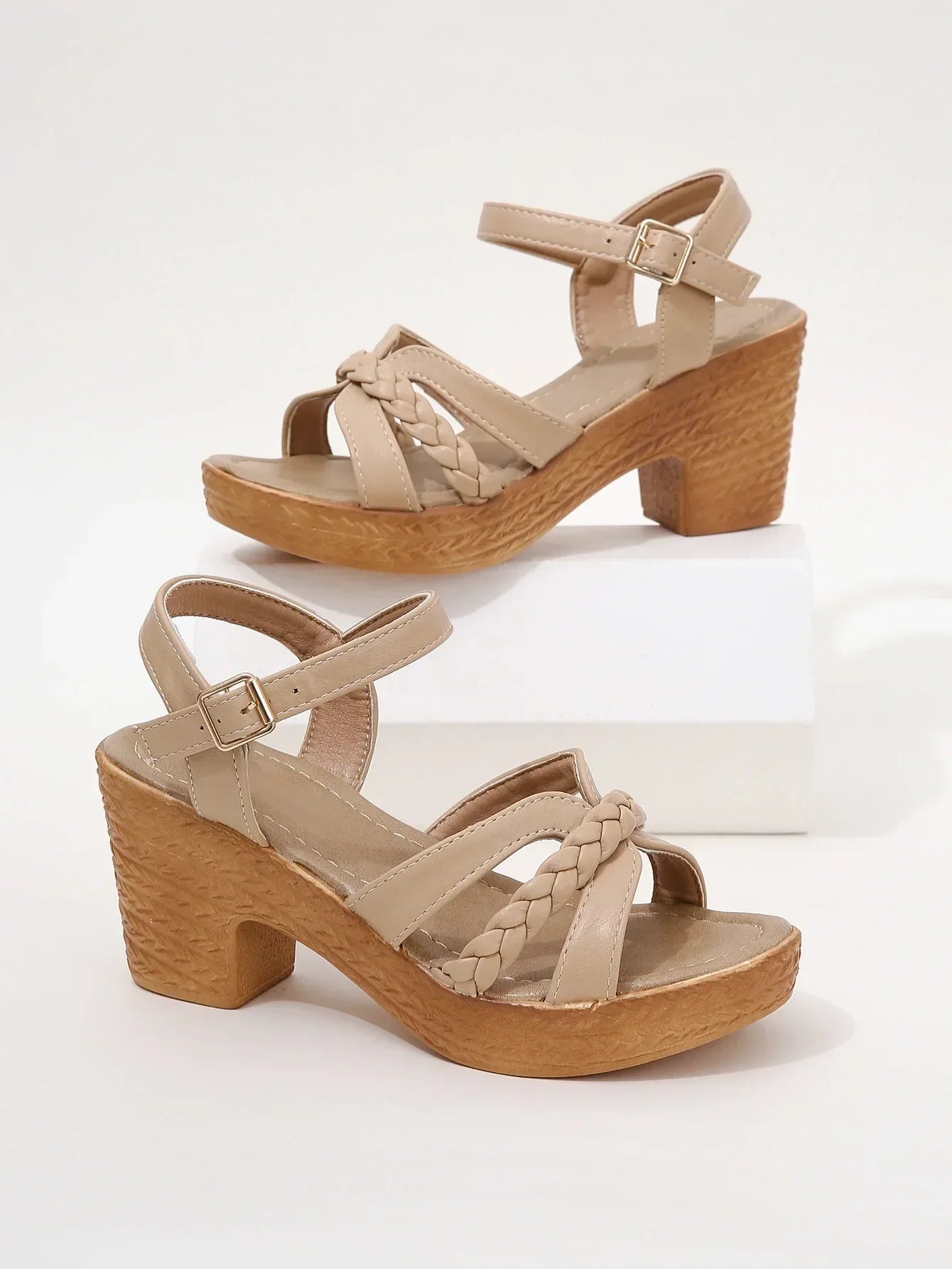 Elegant Back Strap Block Heels