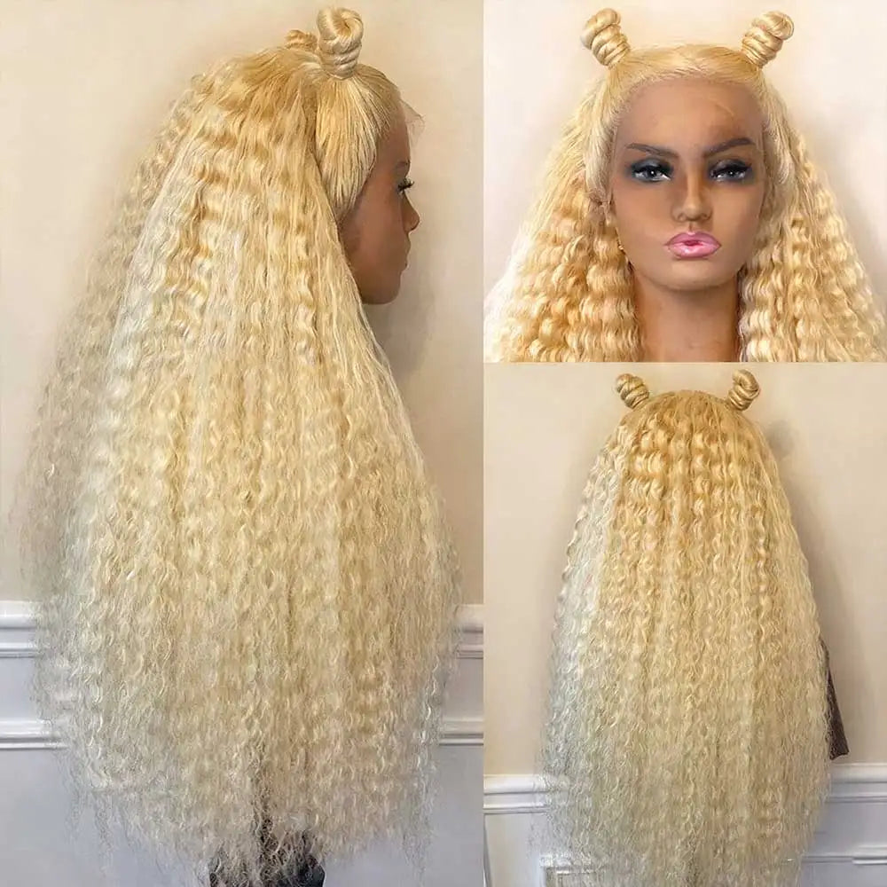 Deep Wave Blonde Lace Front Human Hair Wig for Women