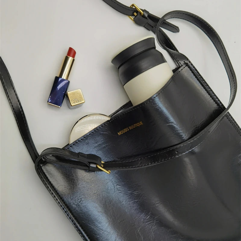 Genuine Shiny Leather Large Capacity Tote Bag for Women