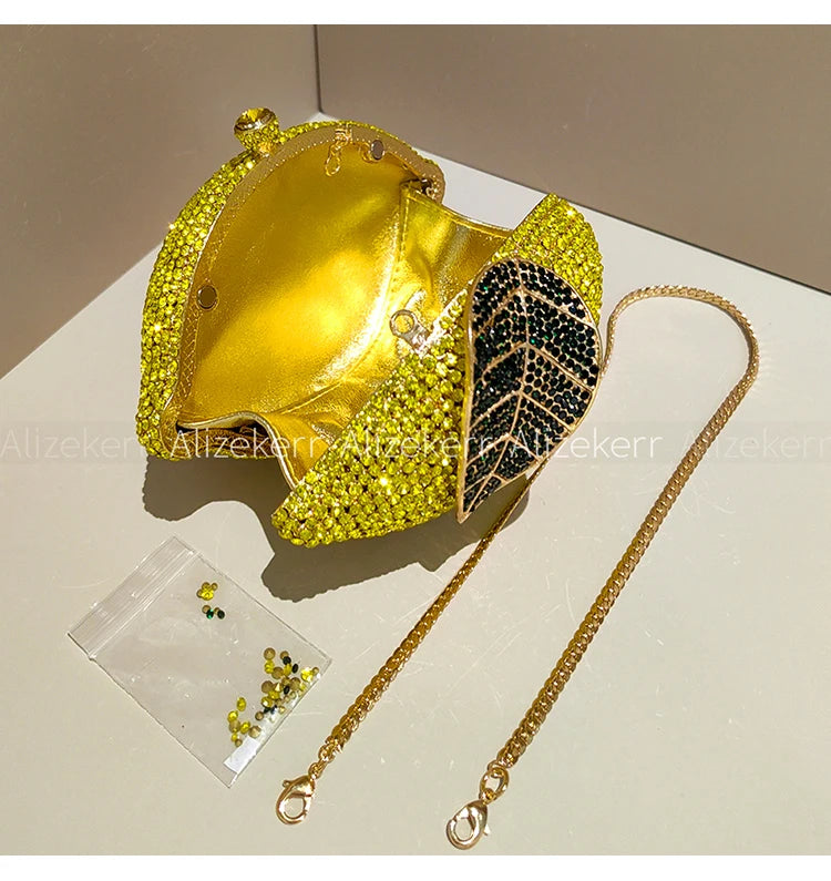 Elegant Lemon Shaped Diamond Evening Bag for Women