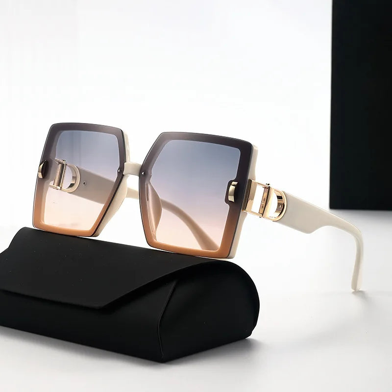 Oversized D-Shaped UV400 Fashion Sunglasses for Women