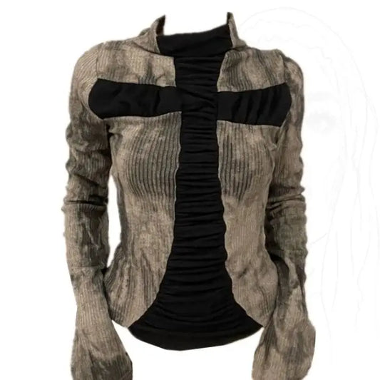 Millennial Y2k Subculture Cross Long Sleeve T-shirt for Women Fashion High Street Hot Girl Long Sleeve T-shirt Women Clothing