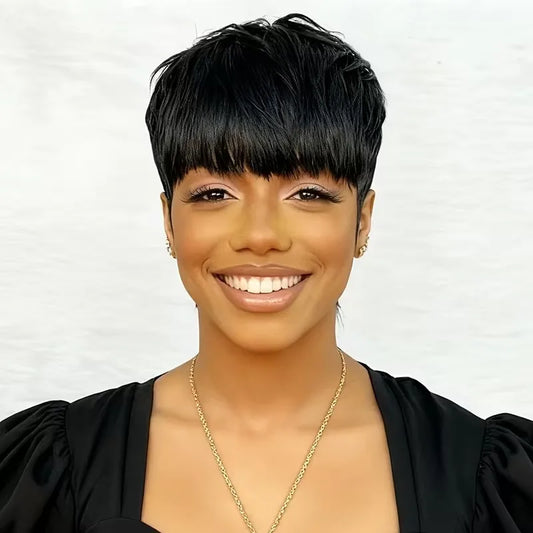 Straight Black Pixie Wig