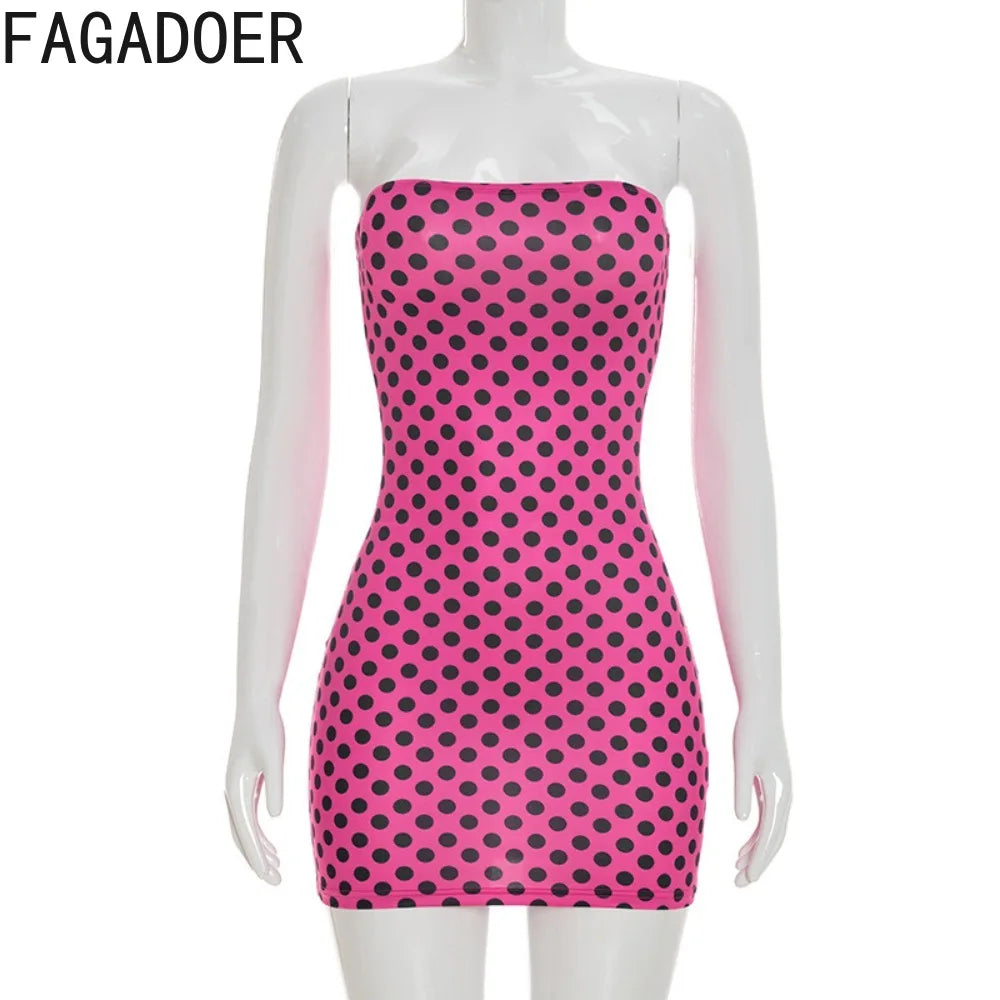 Polka Dot Print Sleeveless Backless Bodycon Dress for Women