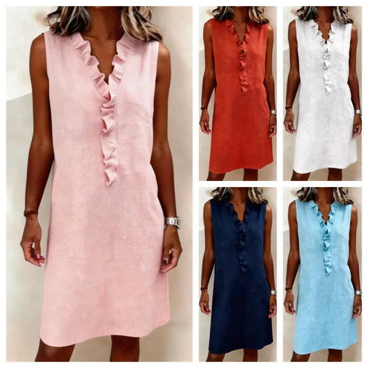 Front Ruffle V Neck Mini Dress