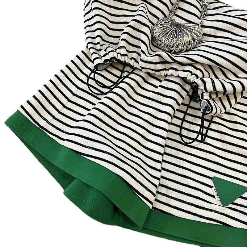 Shorts Pant Set Women Two Piece Sets Matching Sets Short Sleeve Tops Striped Pants Casual Elastic Waist Summer Y2k Streetwear