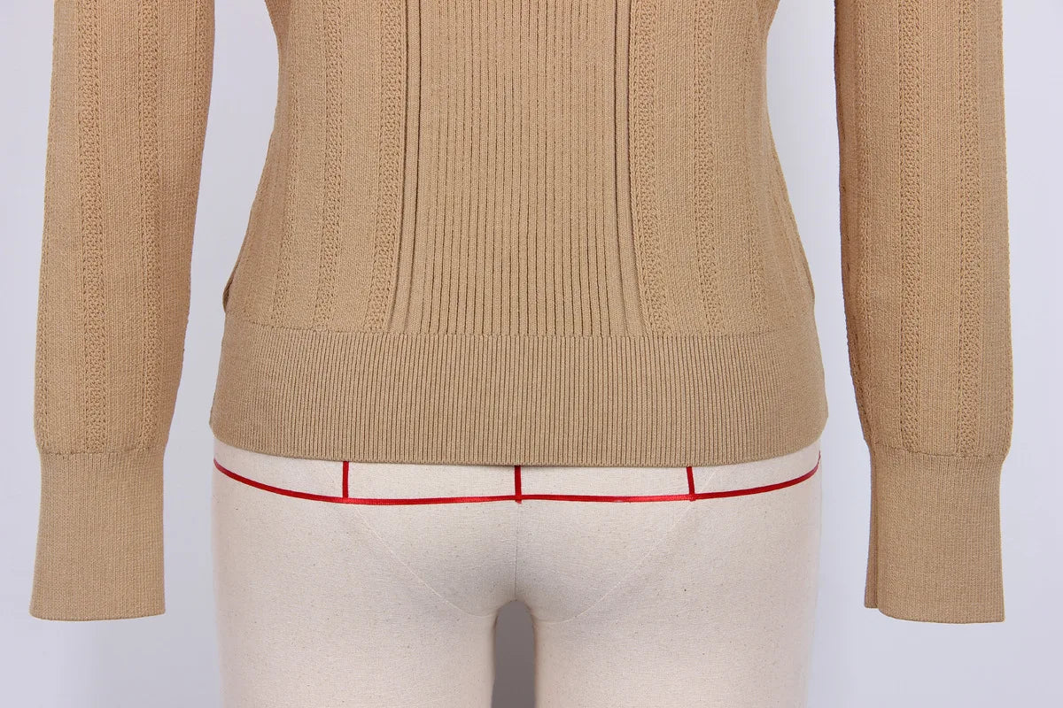2025 Autumn New Fashion Crew Neck Long-sleeved Top Commuter Single-breasted Slim-fit Sweater Cardigan Jacket for Women
