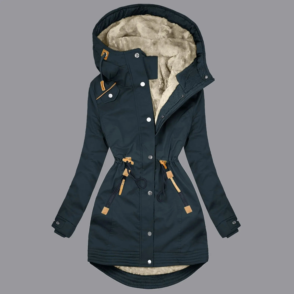 Windproof Hooded Fleece Lined Rain Jacket for Women