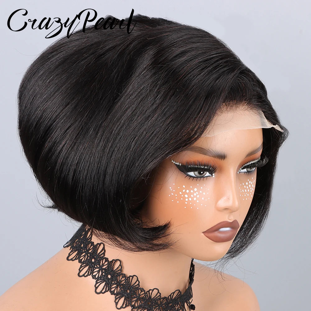 Short Straight Bob Lace Front Human Hair Wig for Women