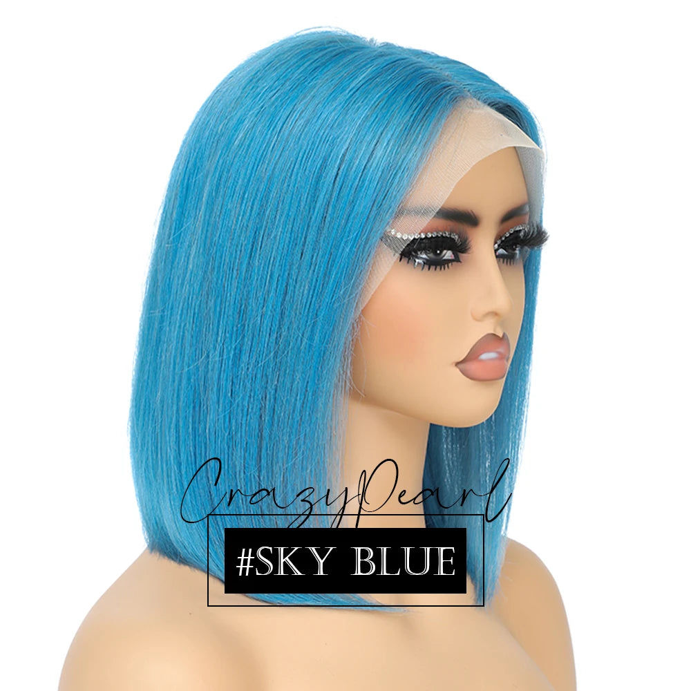 Short Transparent Lace Human Hair Bob Wig for Women