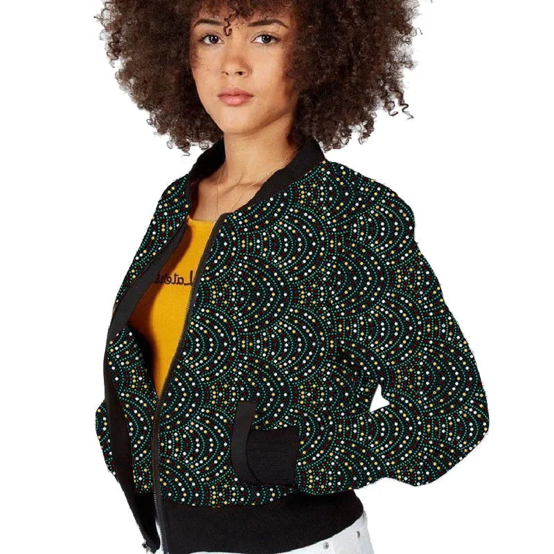 Elegant African Print Tailored Flight Jacket for Women
