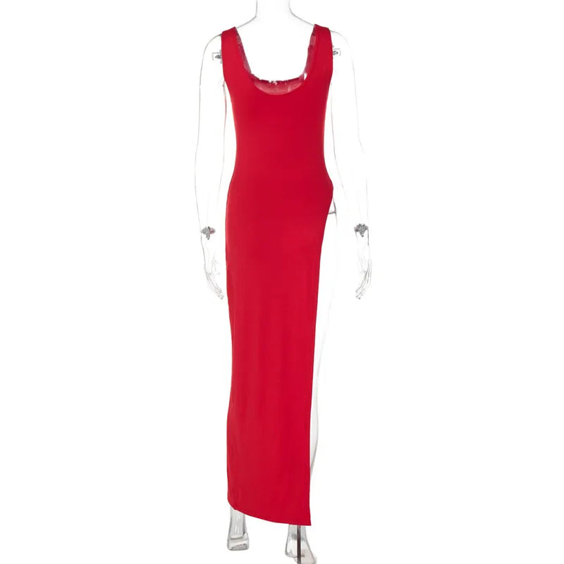 Elegant Asymmetrical High Slit Maxi Dress for Women