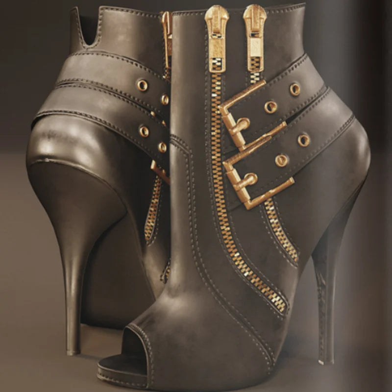 Elegant Peep Toe Buckle High Heel Sandals for Women