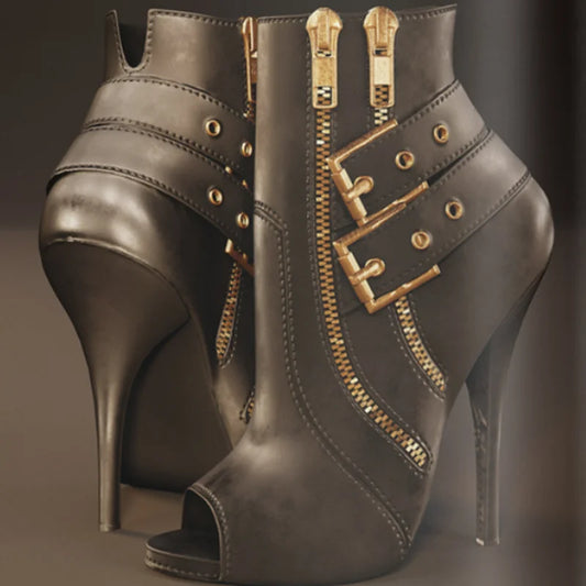 Peep Toe Buckle High Heel Sandals