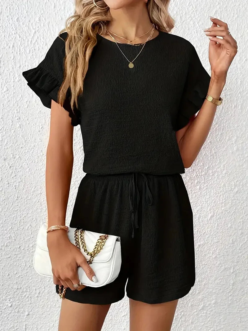 Casual Vacation Wear Two Piece Shorts Set for Women