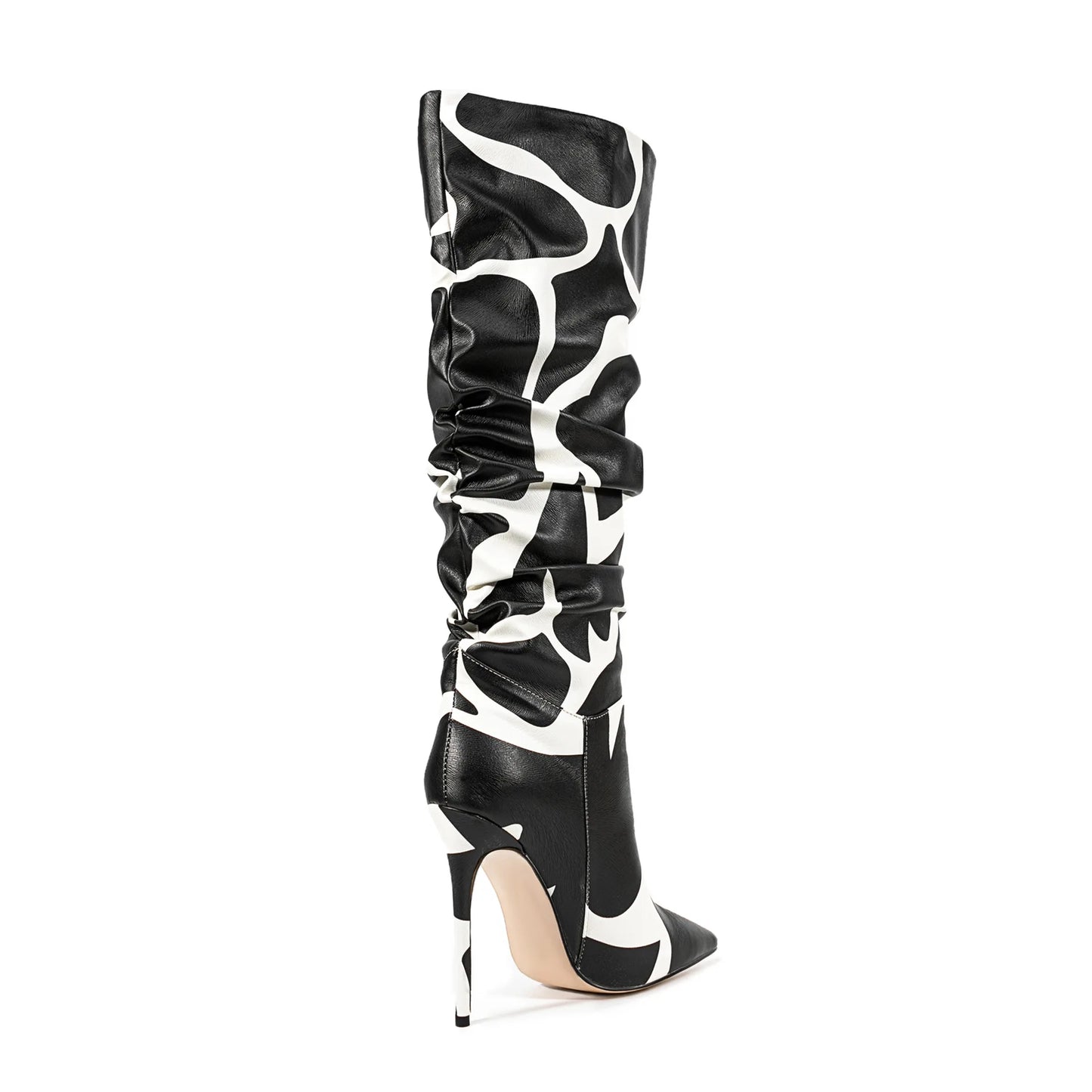 Stylish Zebra Print Pleated Knee-High Boots for Women