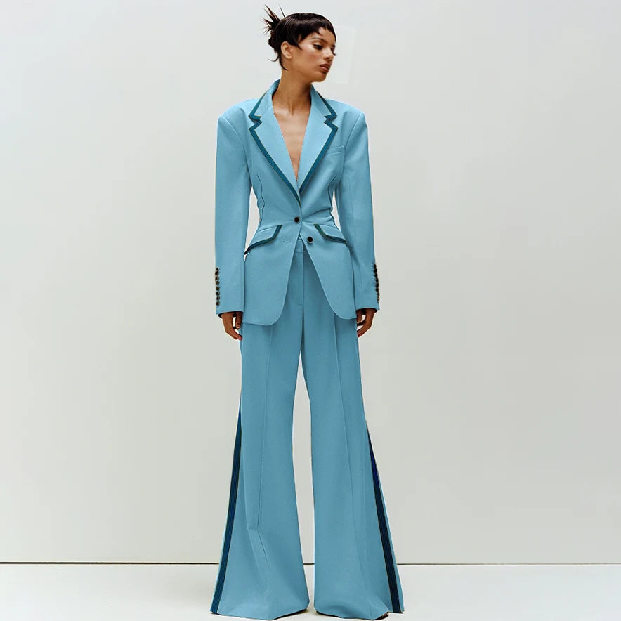 Tailored Notched Collar Two Piece Suit Set For Women
