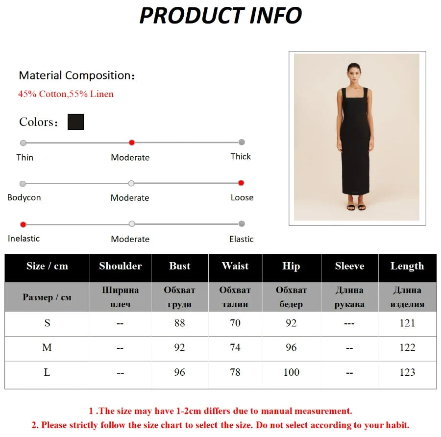 Elegant Square Neck Suspender Cotton Blend Dress For Women