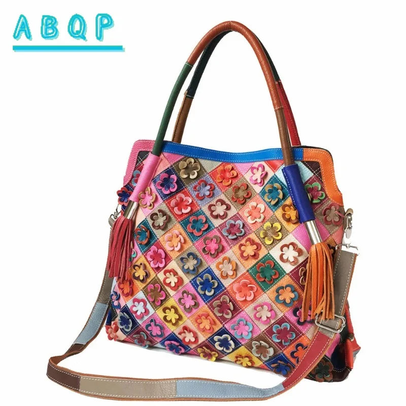 ABQP New Women's Handbag Luxury Brand Genuine Leather Hand-stitched Women's Shoulder Crossbody Bag Fashionable Women's Bag
