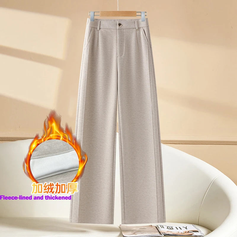 Full Length Textured Woolen Wide Leg Pants For Women