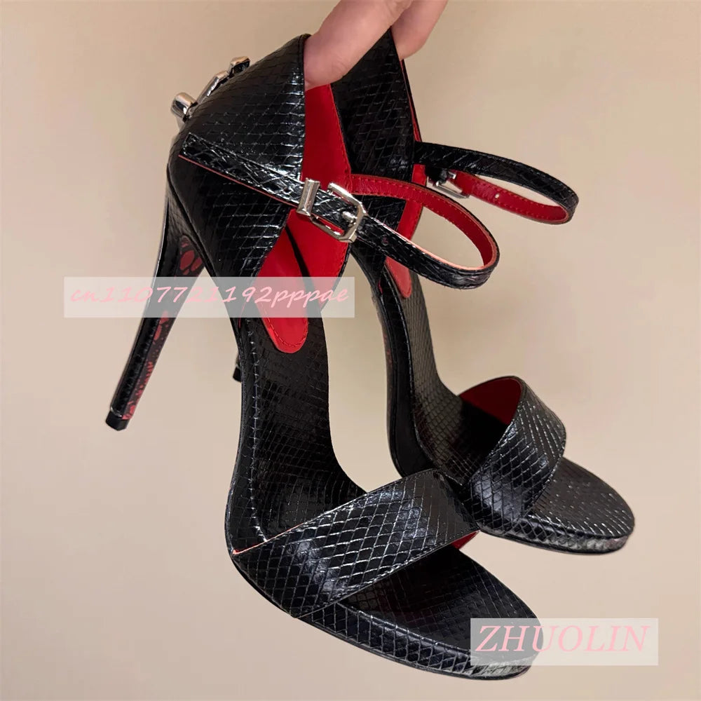 Blue Suede Metallic Sword-Shaped High Heels for Women