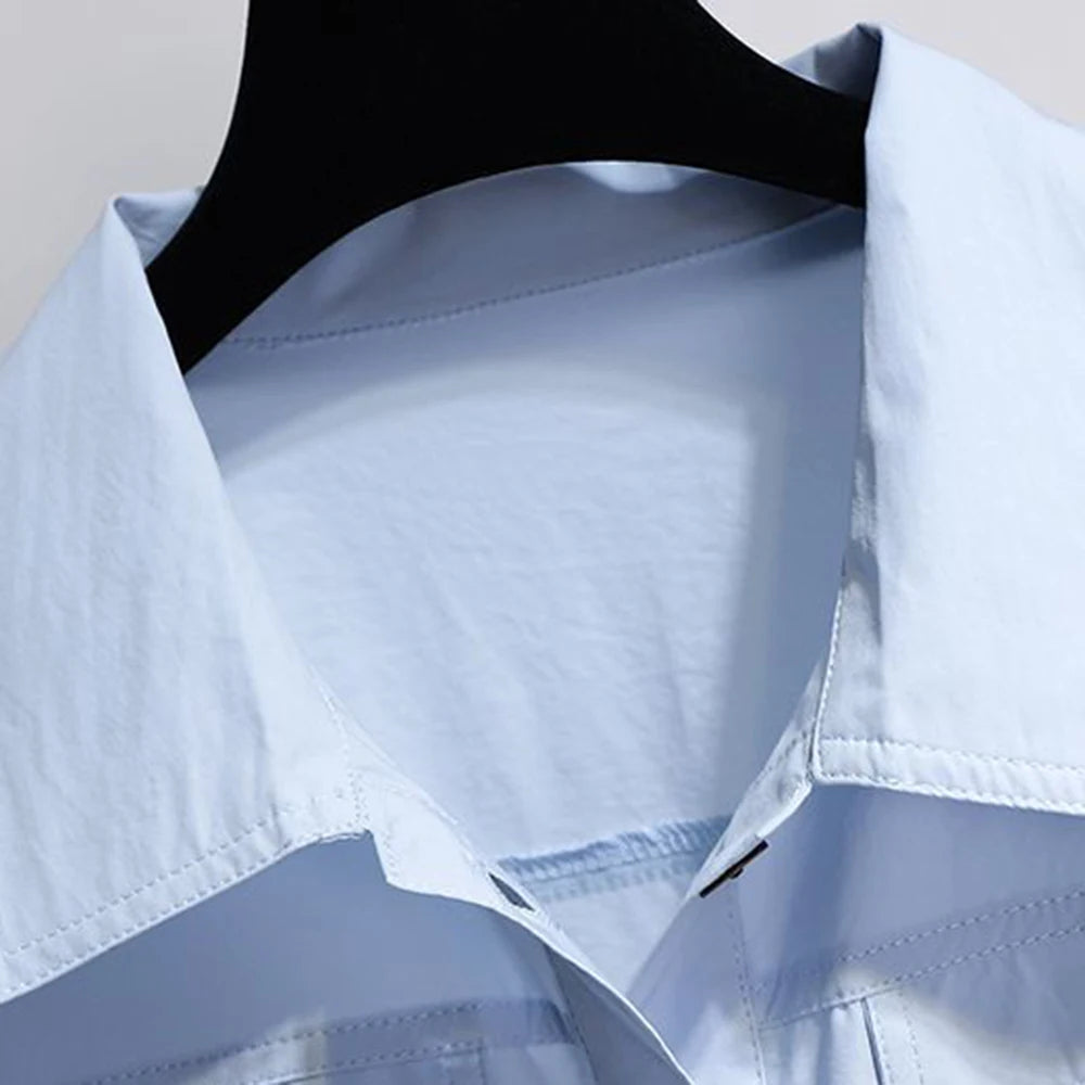 Elegant Lightweight French Blue Shirt Dress for Women