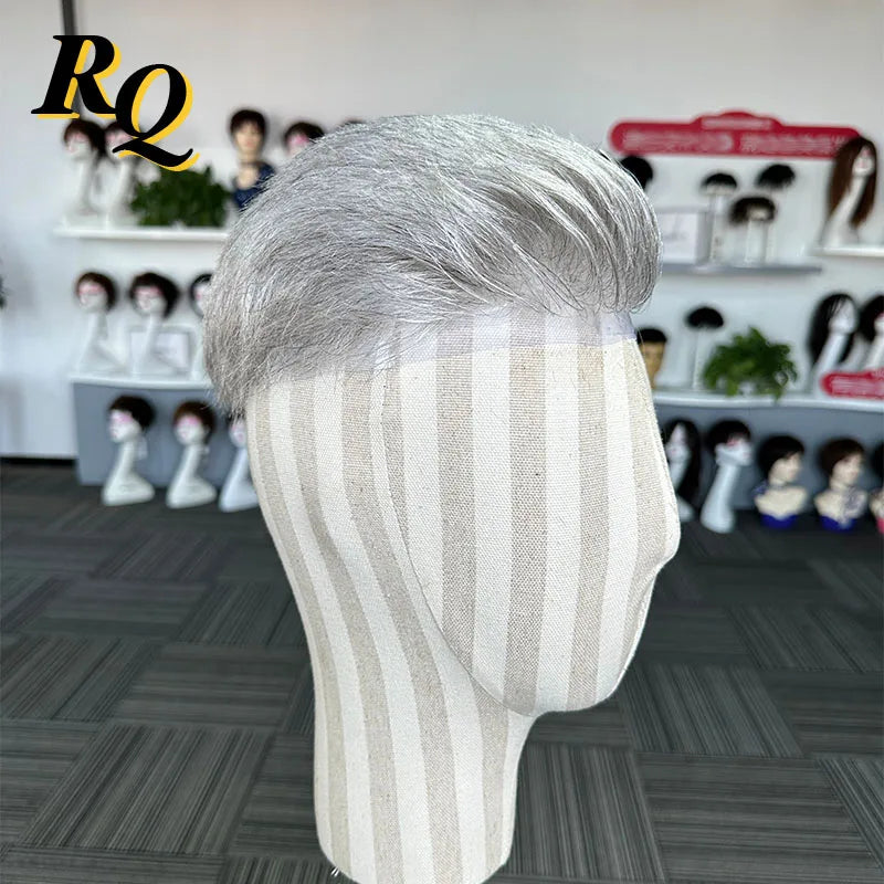 Pre Styled Thin Skin Human Hair Replacement System For Men