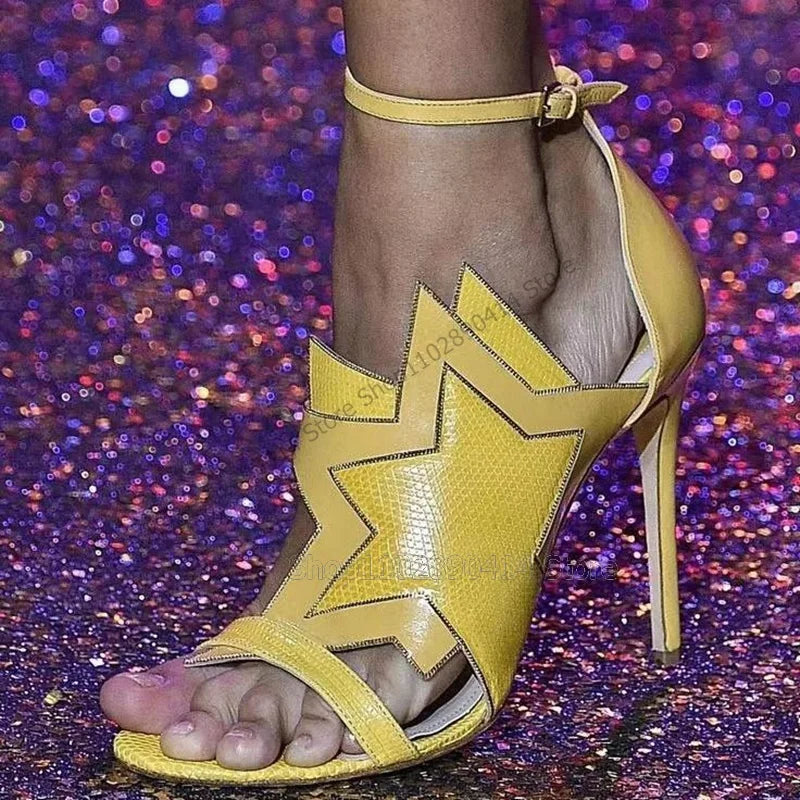 Purple Star Design Open Toe Sandals With Ankle Strap For Women