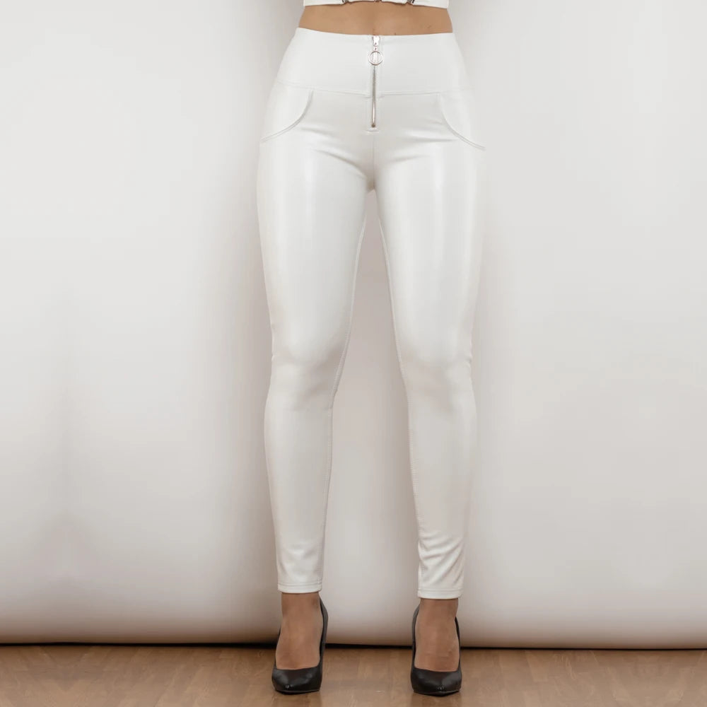 Plus Size High Waist Faux Leather Capri Pants for Women
