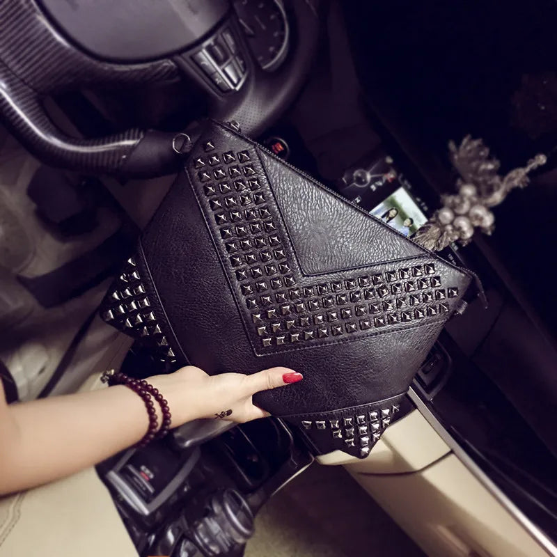 Gleaming Rivet Detail Envelope Clutch Bag for Women