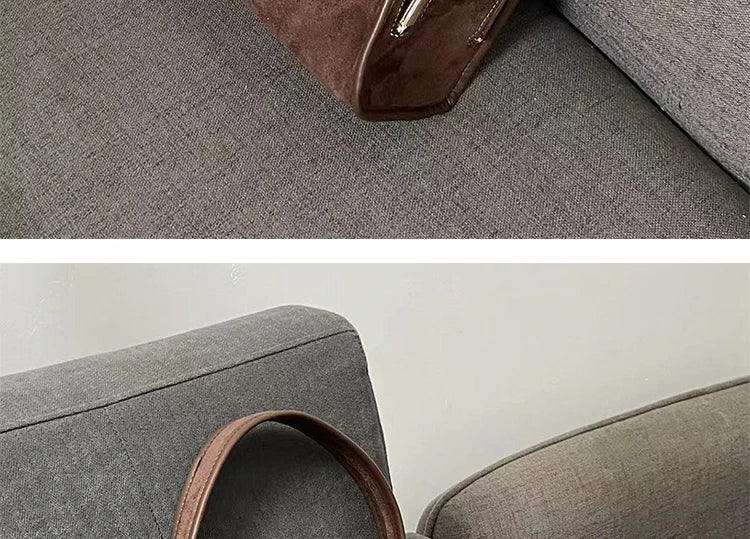 Casual Commuter Large Capacity Suede Pillow Bag Single Shoulder Crossbody Bag Vintage Style Polyester Lining Zipper Closure